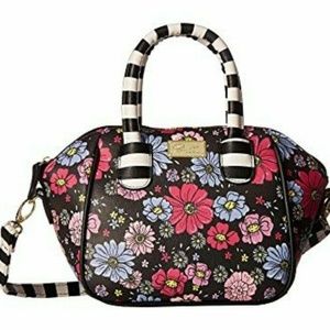 Betsey Johnson FLOWER STRIPED MINI SATCHEL